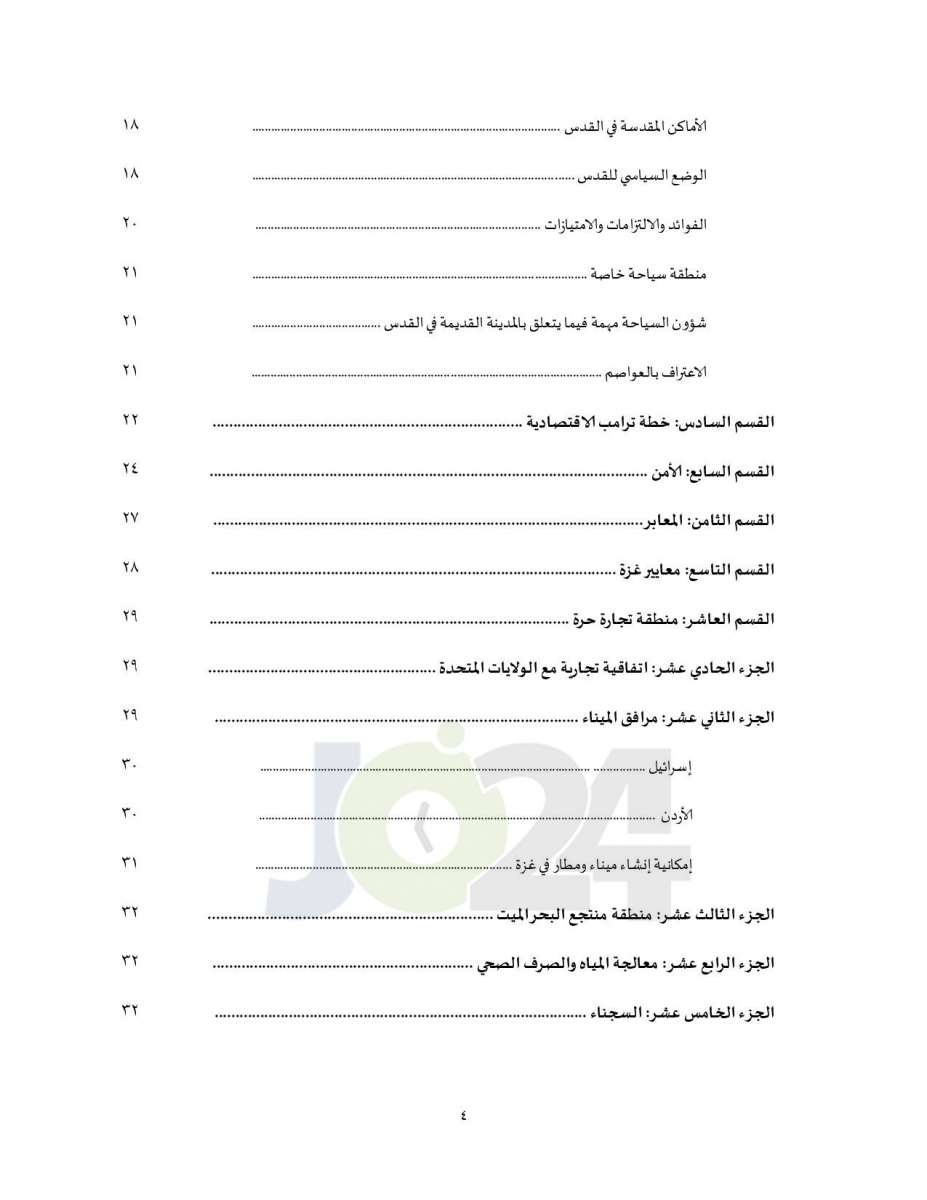 النسخة العربية من الشق السياسي ل صفقة القرن