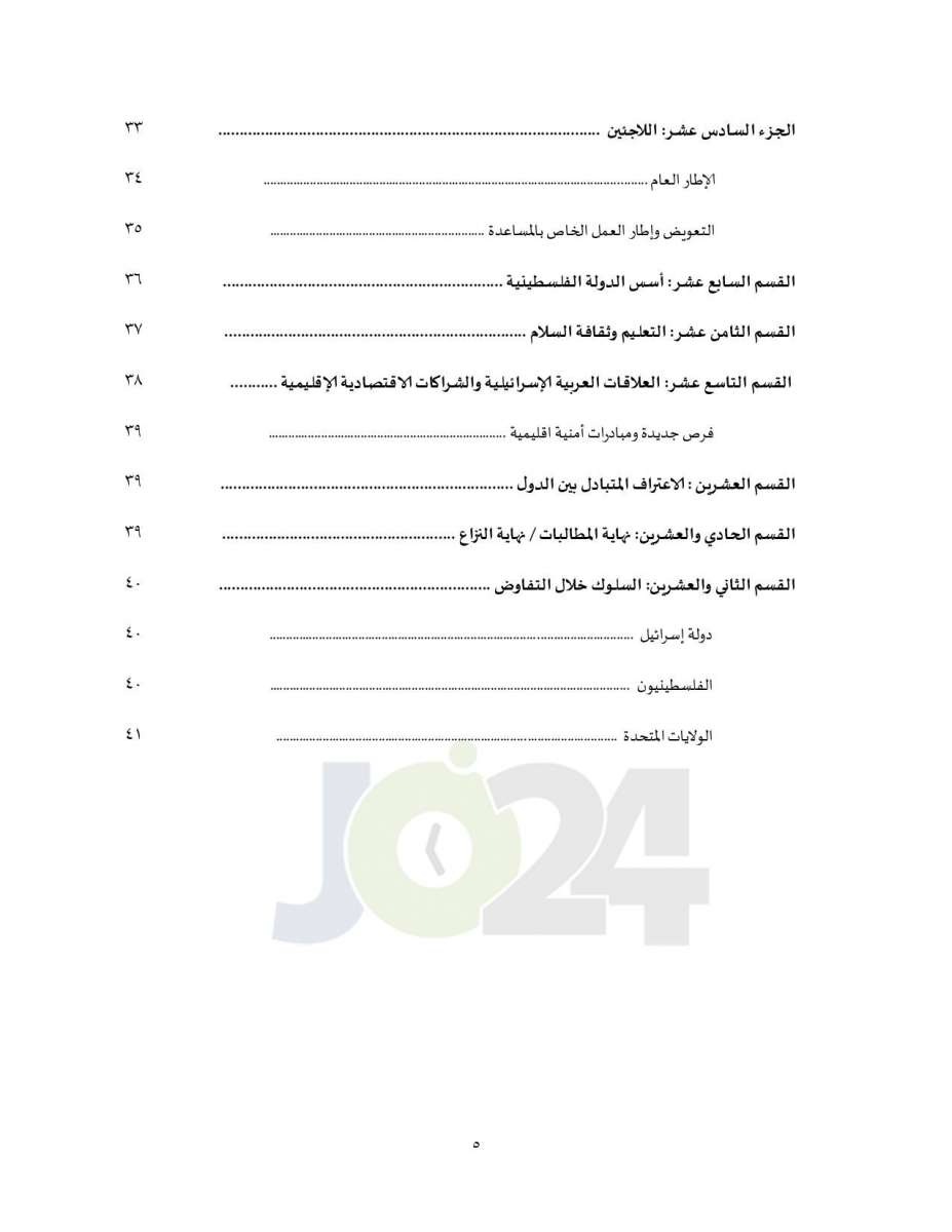 النسخة العربية من الشق السياسي ل صفقة القرن