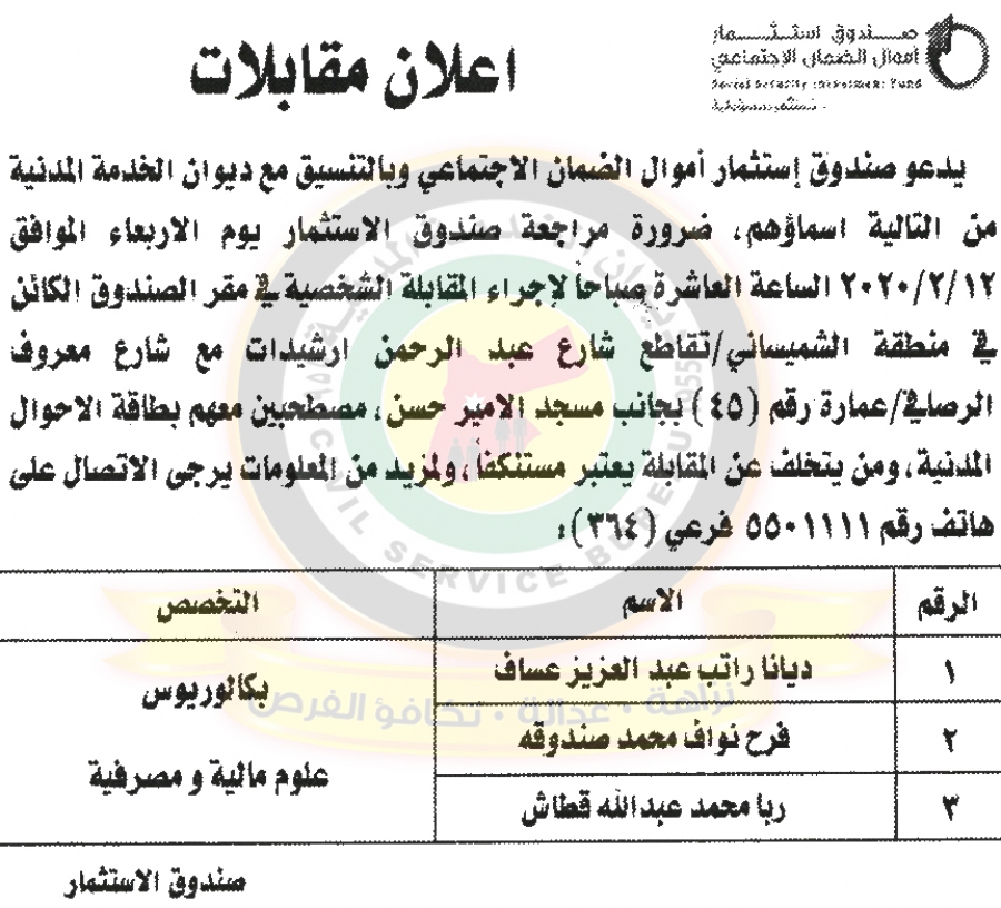 وظائف شاغرة ومدعوون للتعيين ومختلف الوزارات - أسماء