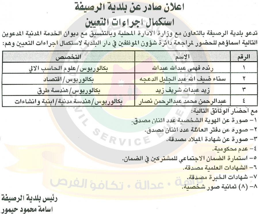 وظائف شاغرة ومدعوون للتعيين في مختلف الوزارات - أسماء