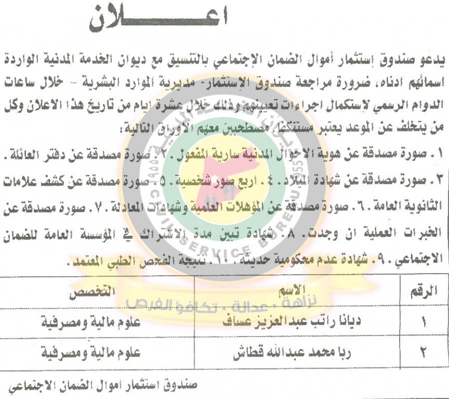 وظائف شاغرة ومدعوون للتعيين في مختلف الوزارات - أسماء