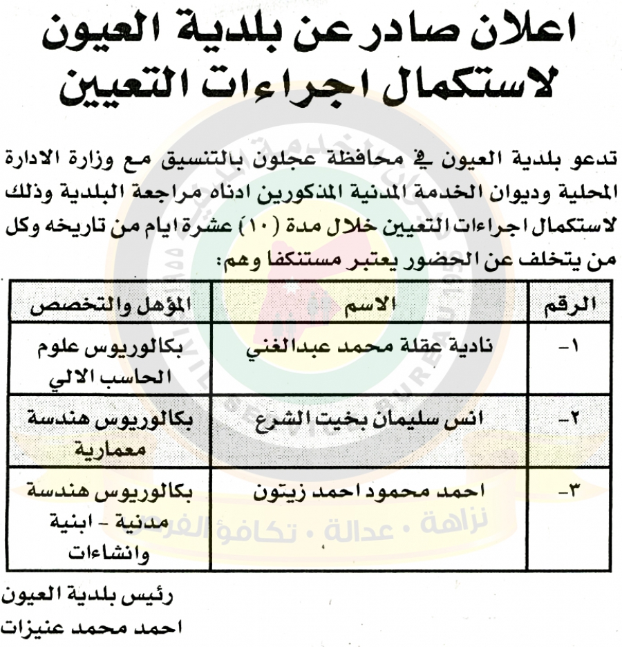 وظائف شاغرة ومدعوون للتعيين في مختلف الوزارات - أسماء