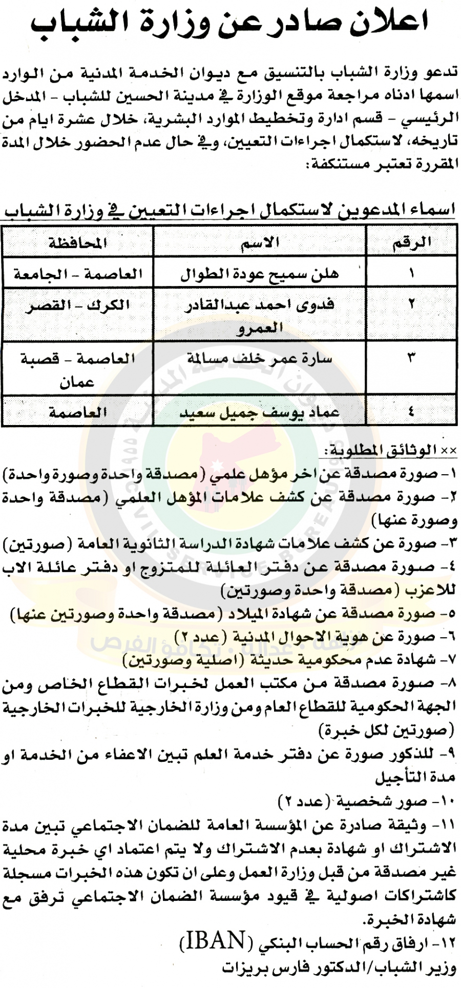 وظائف شاغرة ومدعوون للتعيين في مختلف الوزارات - أسماء