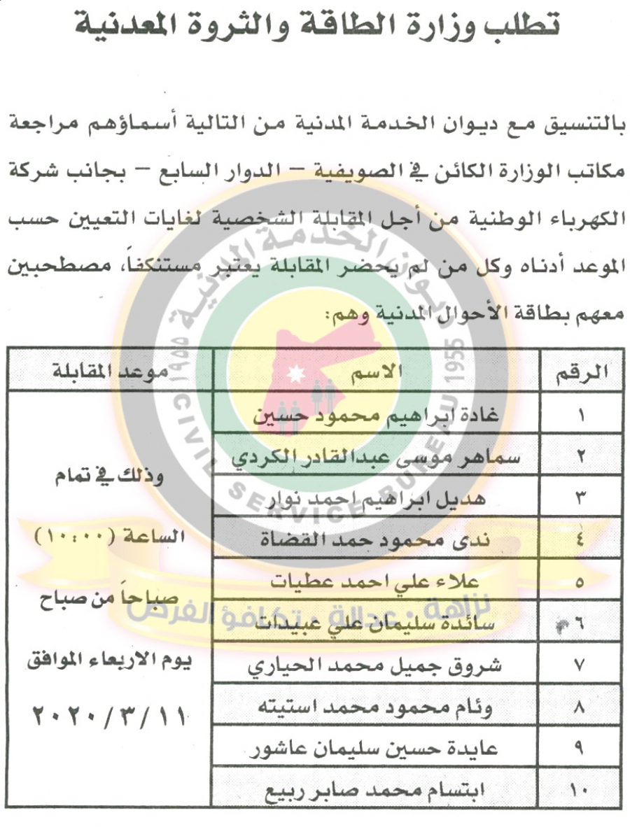 وظائف شاغرة ومدعوون للتعيين في مختلف الوزارات - أسماء