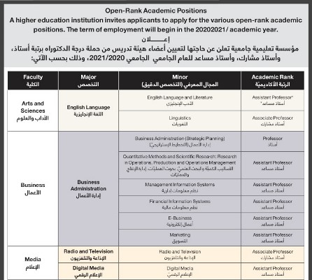 وظائف شاغرة لحملة درجة الدكتوراه