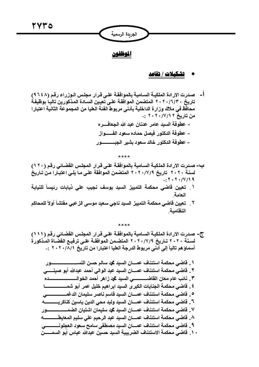 إرادات ملكية بتعيين محافظين وترفيع قضاة وبالديوان الملكي (أسماء)