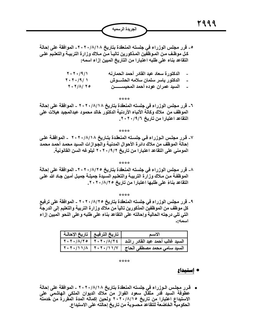 احالات على التقاعد في مختلف المؤسسات والوزارات - اسماء