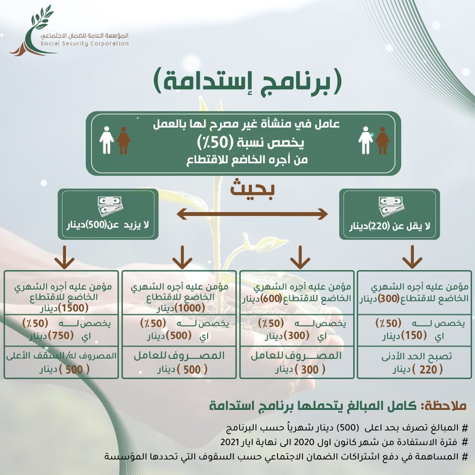 الضمان: برنامج استدامة يهدف إلى دعم استقرار العمالة الأردنية وتخفيف أعباء القطاع الخاص