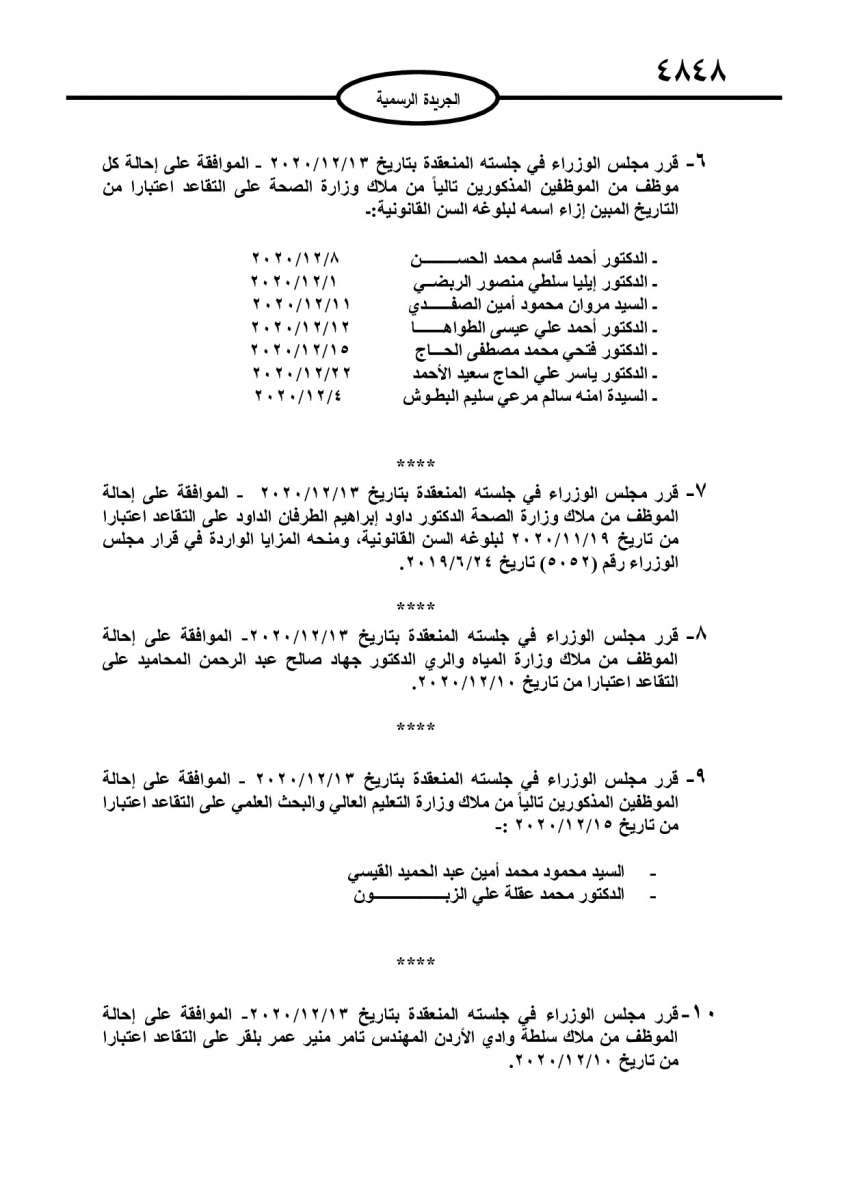 احالات على التقاعد في مختلف المؤسسات والوزارات - اسماء