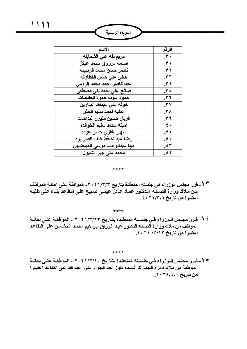 احالات على التقاعد في مختلف المؤسسات والوزارات - اسماء