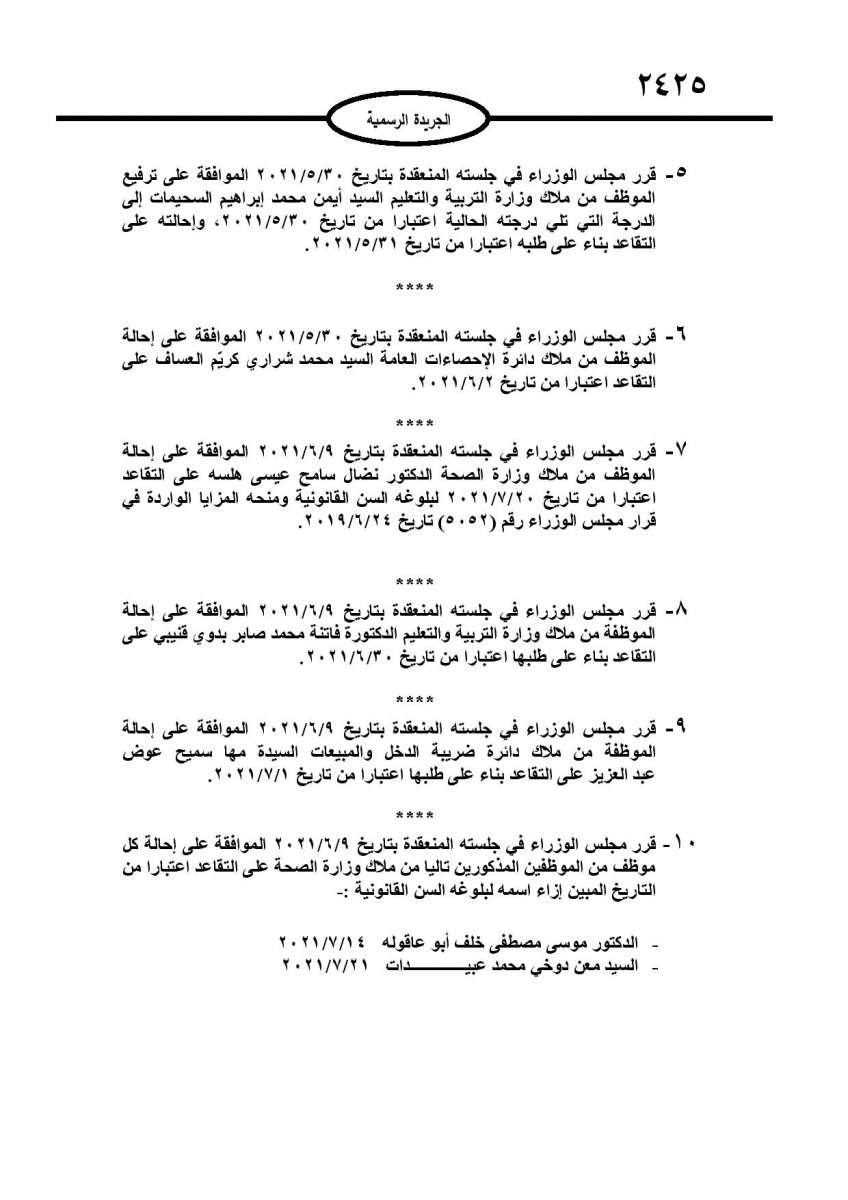 احالات على التقاعد في مختلف المؤسسات والوزارات - اسماء