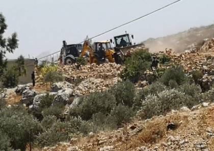 الاحتلال الاسرائيلي يهدم غرفة زراعية ويجرف أراضي شمال نابلس