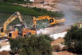 الاحتلال يجرف أراضي ويقتلع 400 شجرة بالخليل ويهدم منزلا في القدس