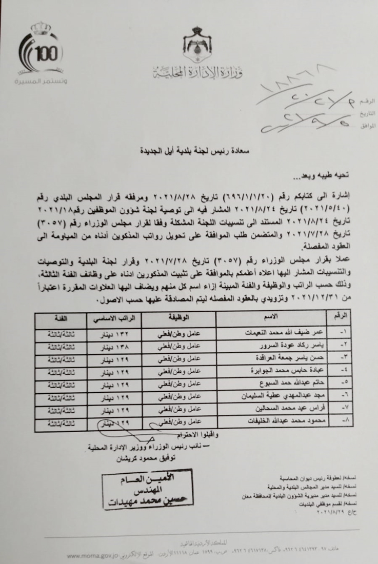 الإدارة المحلية: البدء بتثبيت عمال الوطن العاملين في الميدان