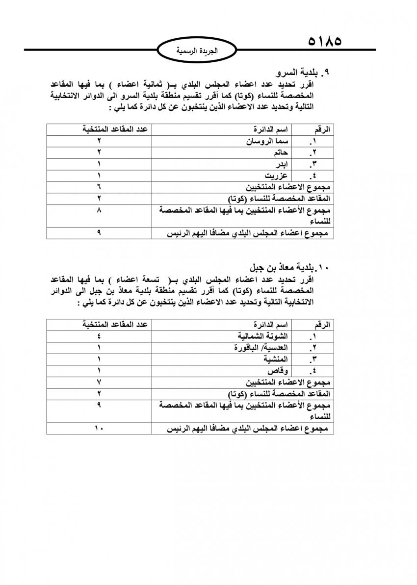 قرار بتحديد أعضاء المجالس البلدية (تفاصيل)