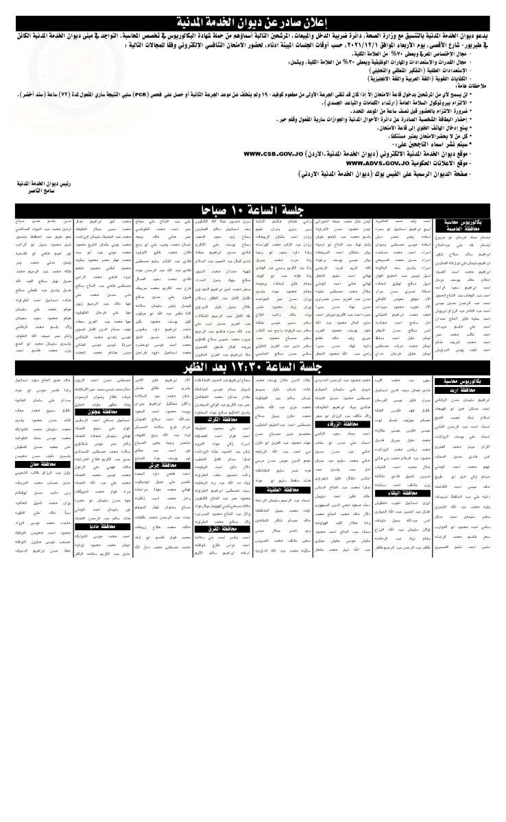 مدعوون لحضور الامتحان التنافسي -أسماء