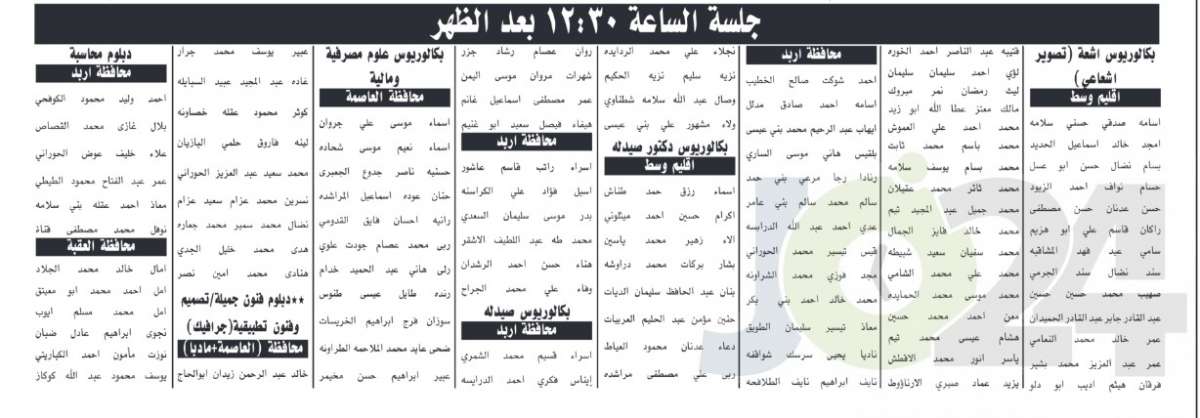 مدعوون لحضور الامتحان التنافسي (أسماء)