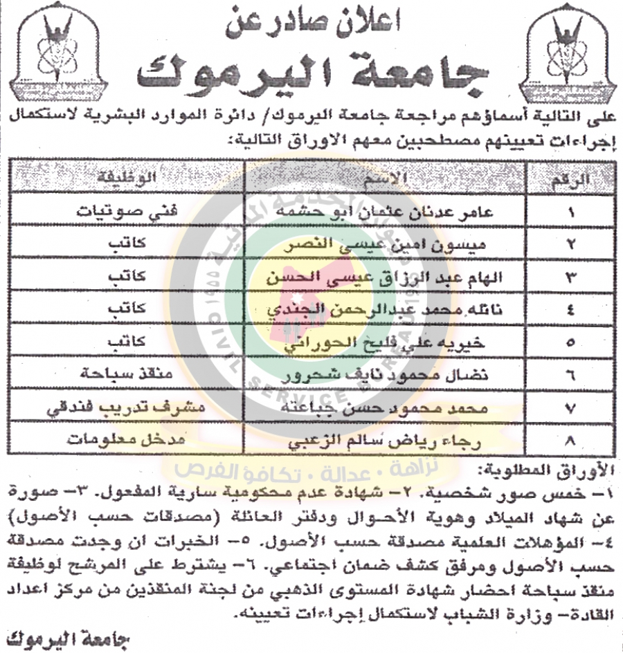 وظائف شاغرة ومدعوون للتعيين في مختلف الوزارات - أسماء