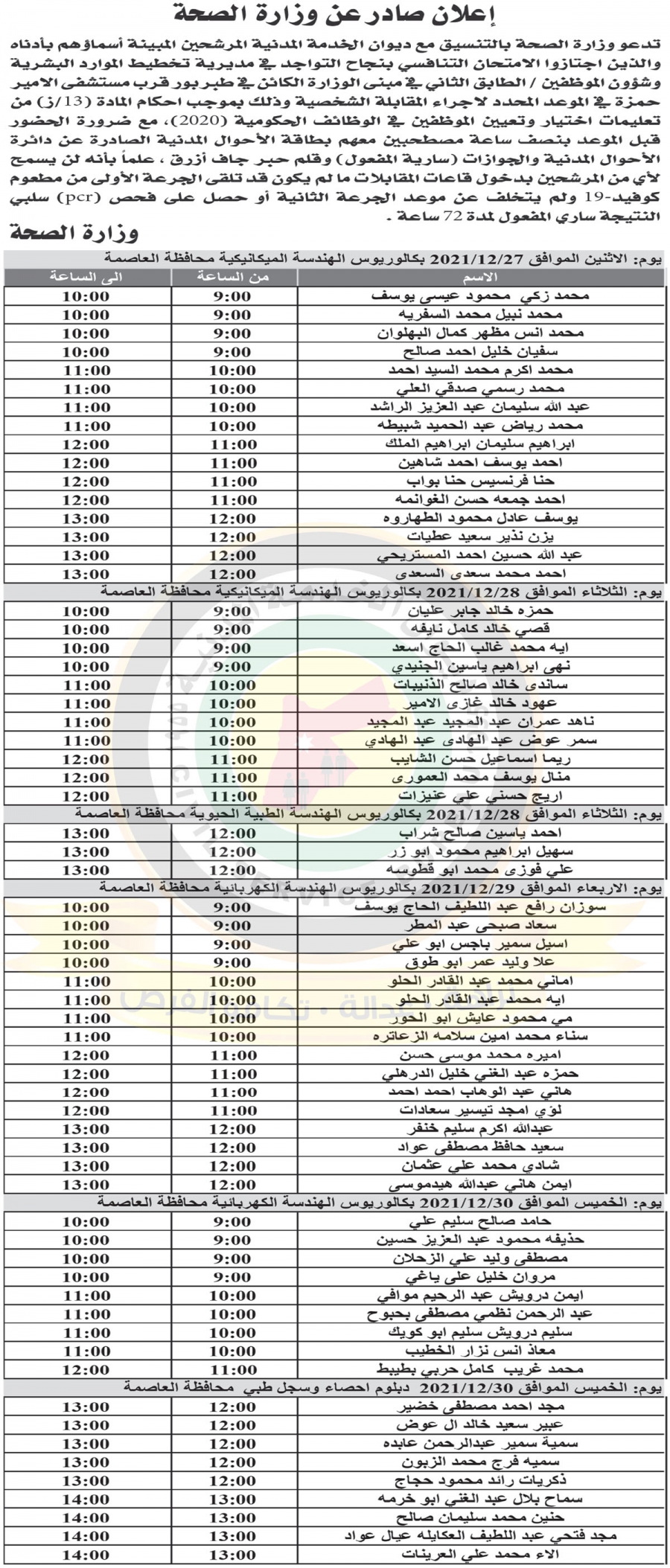 مدعوون لحضور الامتحان التنافسي في مختلف الوزارات (أسماء)