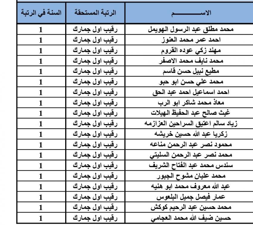 ترفيعات في الجمارك (أسماء)