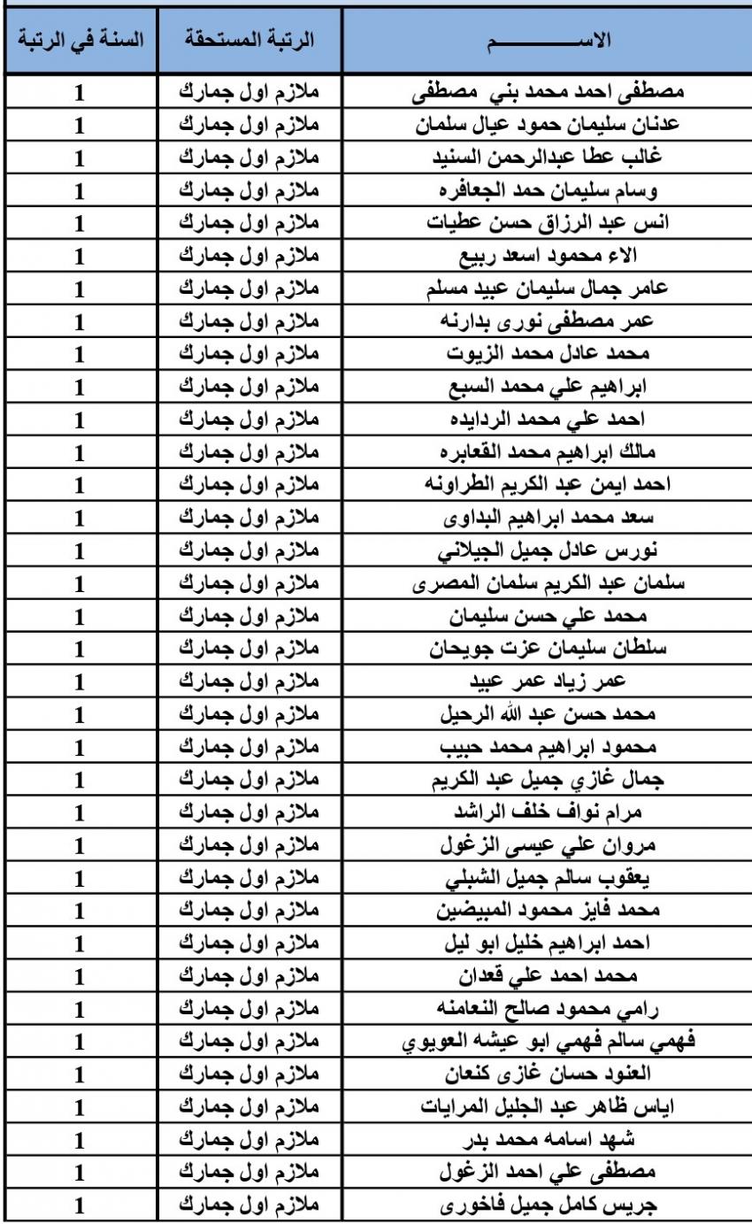 ترفيعات في الجمارك (أسماء)