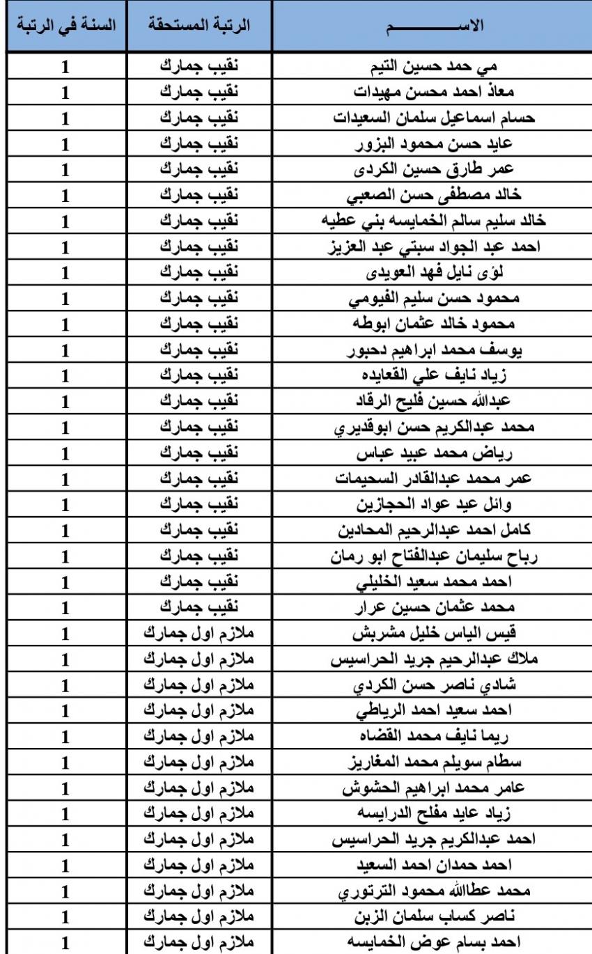 ترفيعات في الجمارك (أسماء)