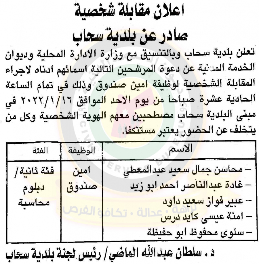 مدعوون لمقابلات شخصية في مختلف الوزارات - أسماء