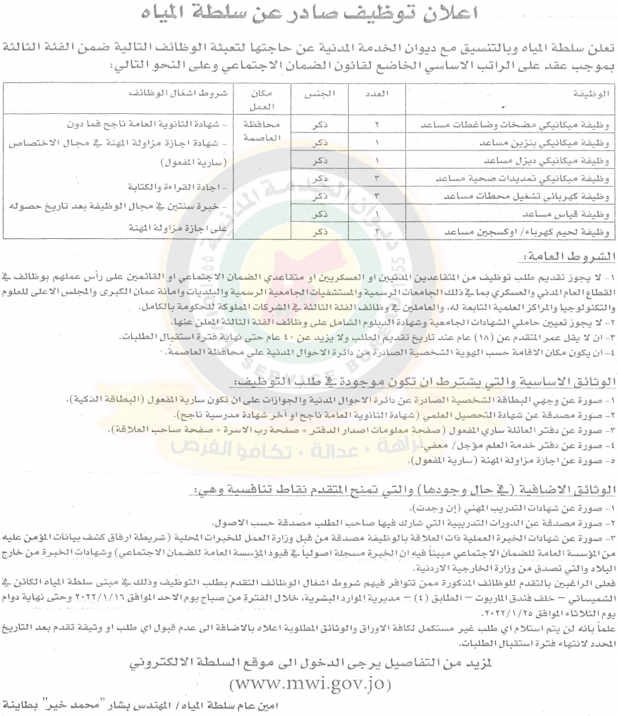  وظائف شاغرة ضمن الفئة الثالثة -  تفاصيل