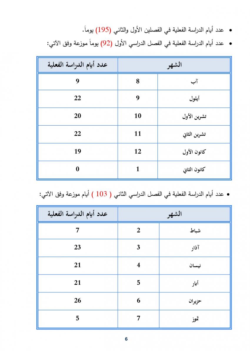 التربية تنشر التقويم المدرسي المُعدل (جدول)