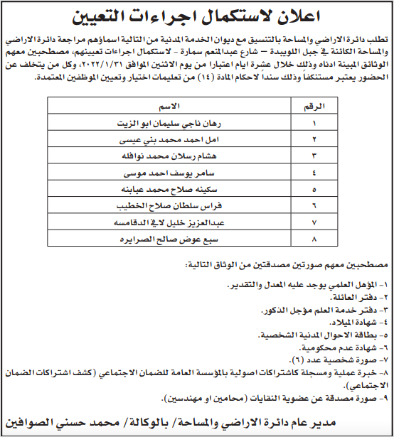 مدعوون للامتحان التنافسي والمقابلات الشخصية (أسماء)