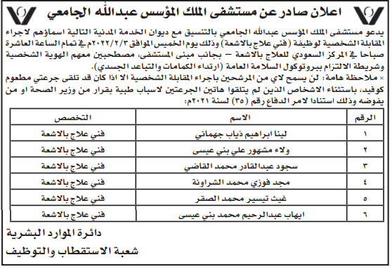 مدعوون للامتحان التنافسي والمقابلات الشخصية (أسماء)