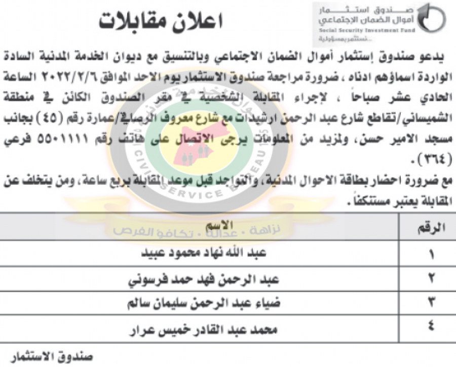 مدعوون لحضور الامتحان التنافسي (أسماء)