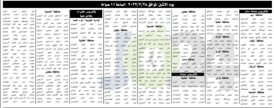 مدعوون لحضور الامتحان التنافسي (أسماء)