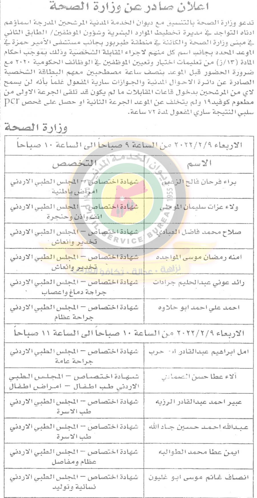 اعلان هام صادر عن ديوان الخدمة المدنية لتعيين موظفين.. اسماء