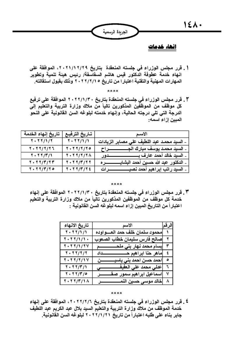 احالات على التقاعد في مختلف المؤسسات والوزارات - اسماء