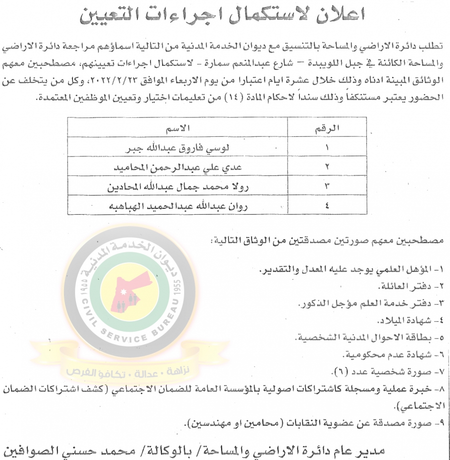 وظائف شاغرة ومدعوون للتعيين في مختلف  الوزارات والمؤسسات - أسماء