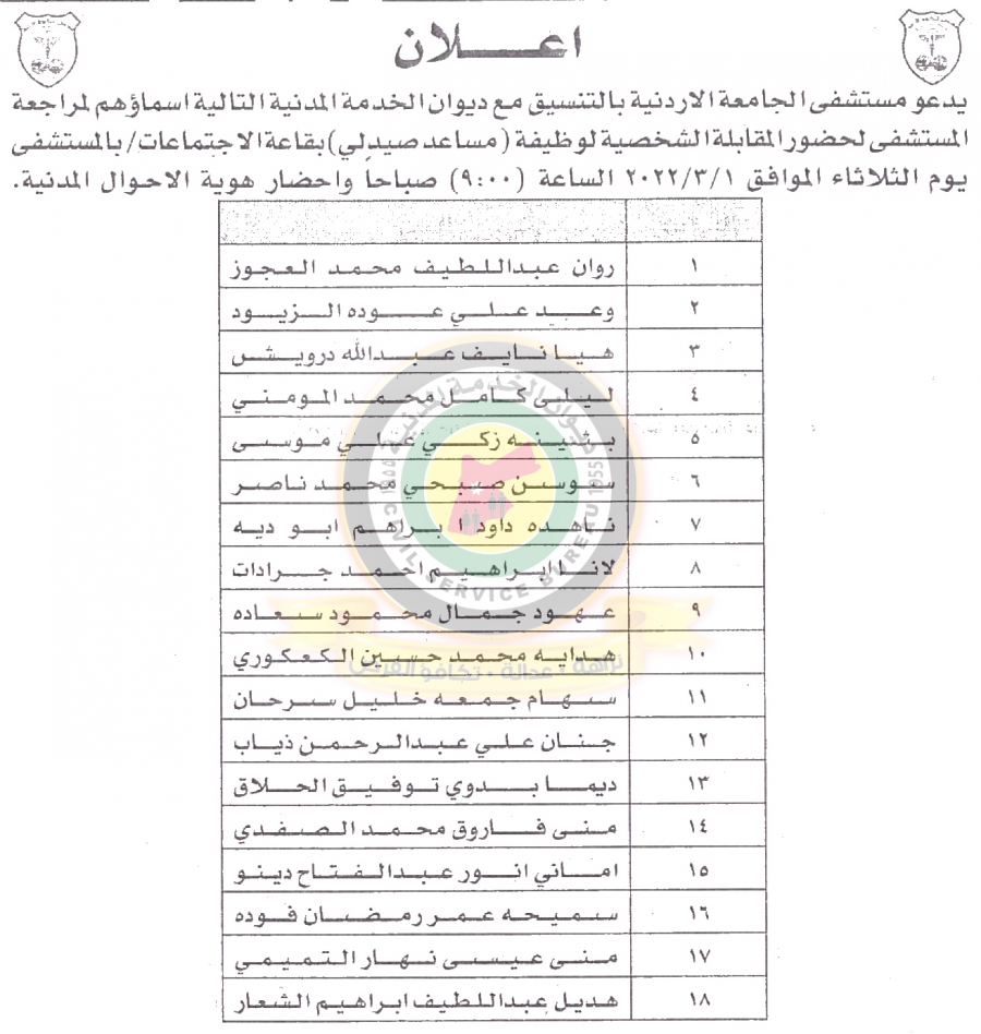 مدعوون لحضور الامتحان التنافسي (أسماء)