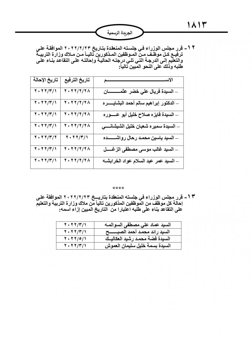 احالات الى  التقاعد في مختلف المؤسسات والوزارات - اسماء   