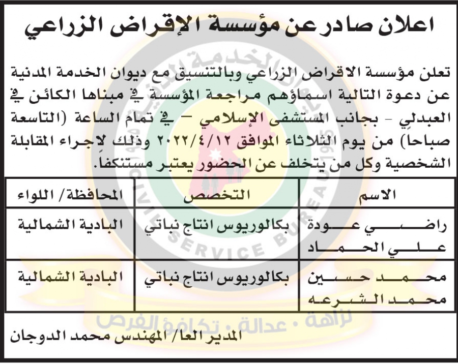 مدعوون للامتحان التنافسي - أسماء