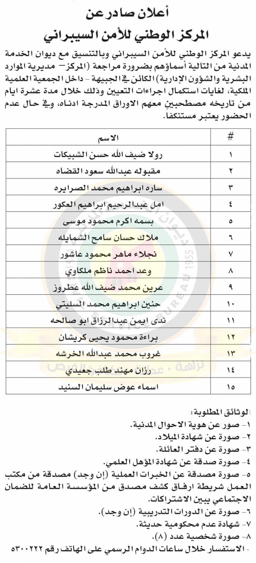 وظائف شاغرة ومدعوون للتعيين - أسماء