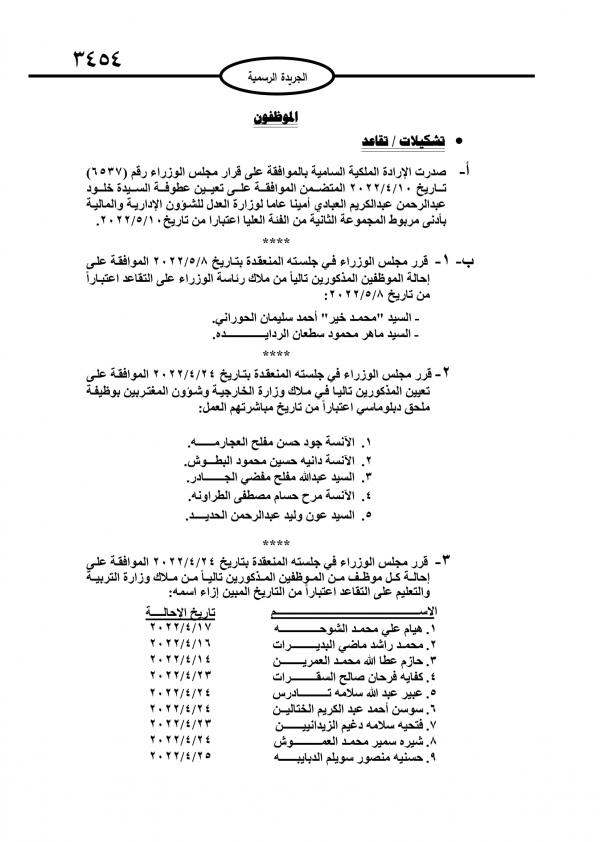 احالات الى التقاعد في مختلف المؤسسات والوزارات - اسماء