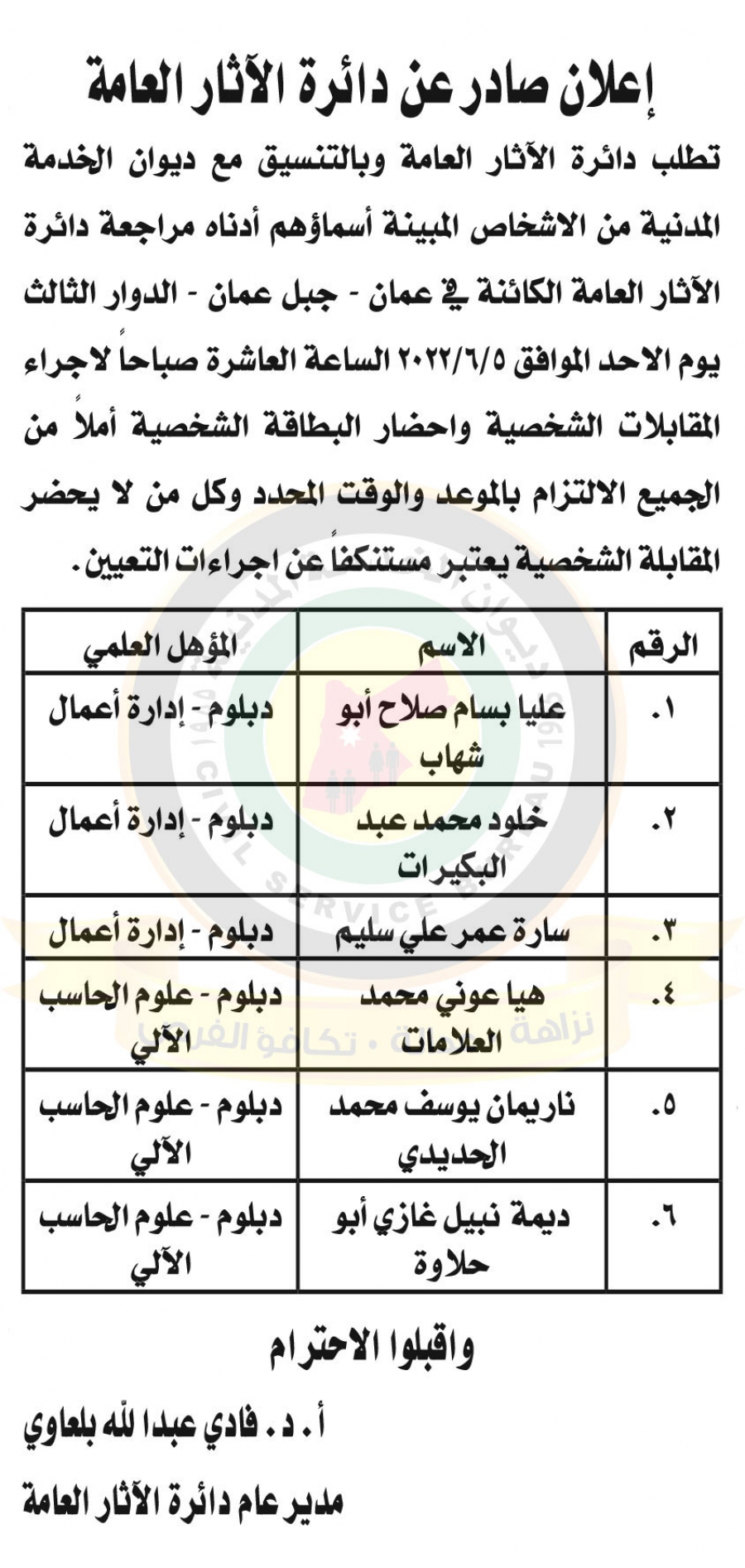 وظائف شاغرة ومدعوون للتعيين - أسماء