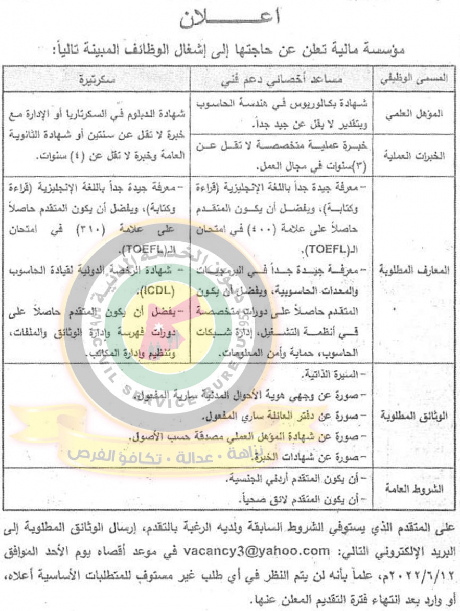 وظائف شاغرة ومدعوون للتعيين - أسماء