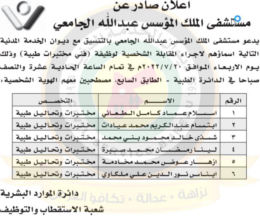 وظائف شاغرة ومدعوون للتعيين - أسماء