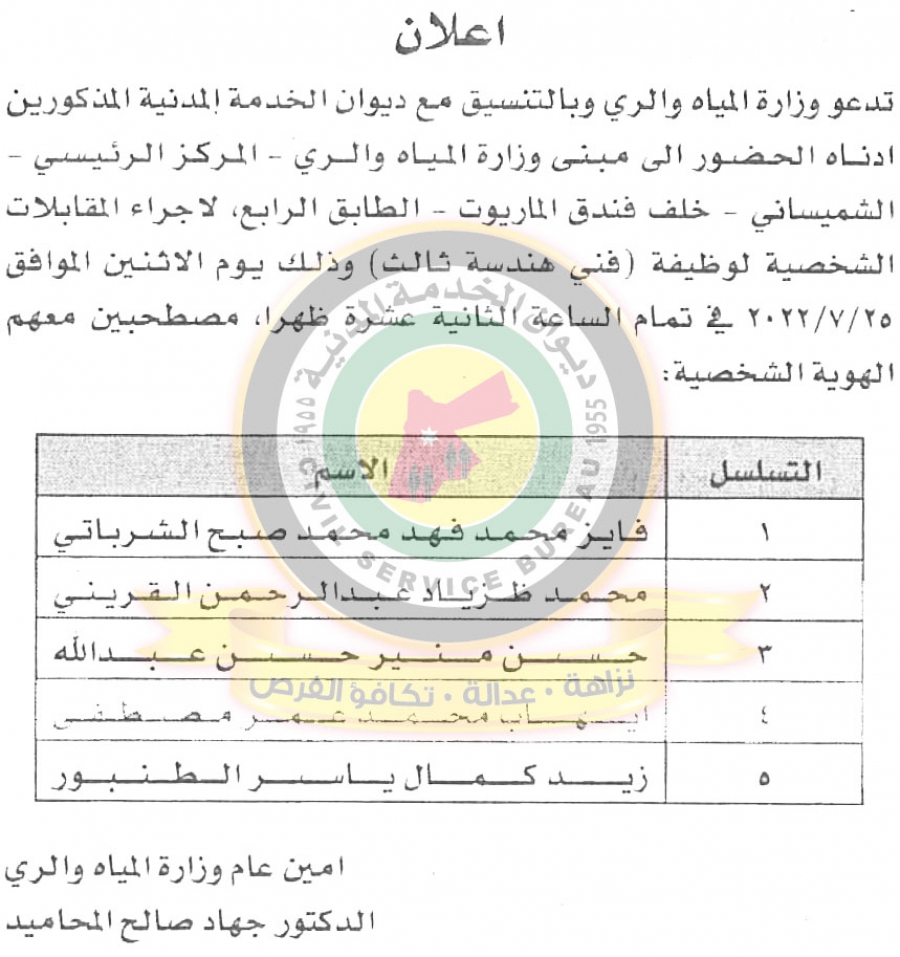 وظائف شاغرة ومدعوون للتعيين - أسماء