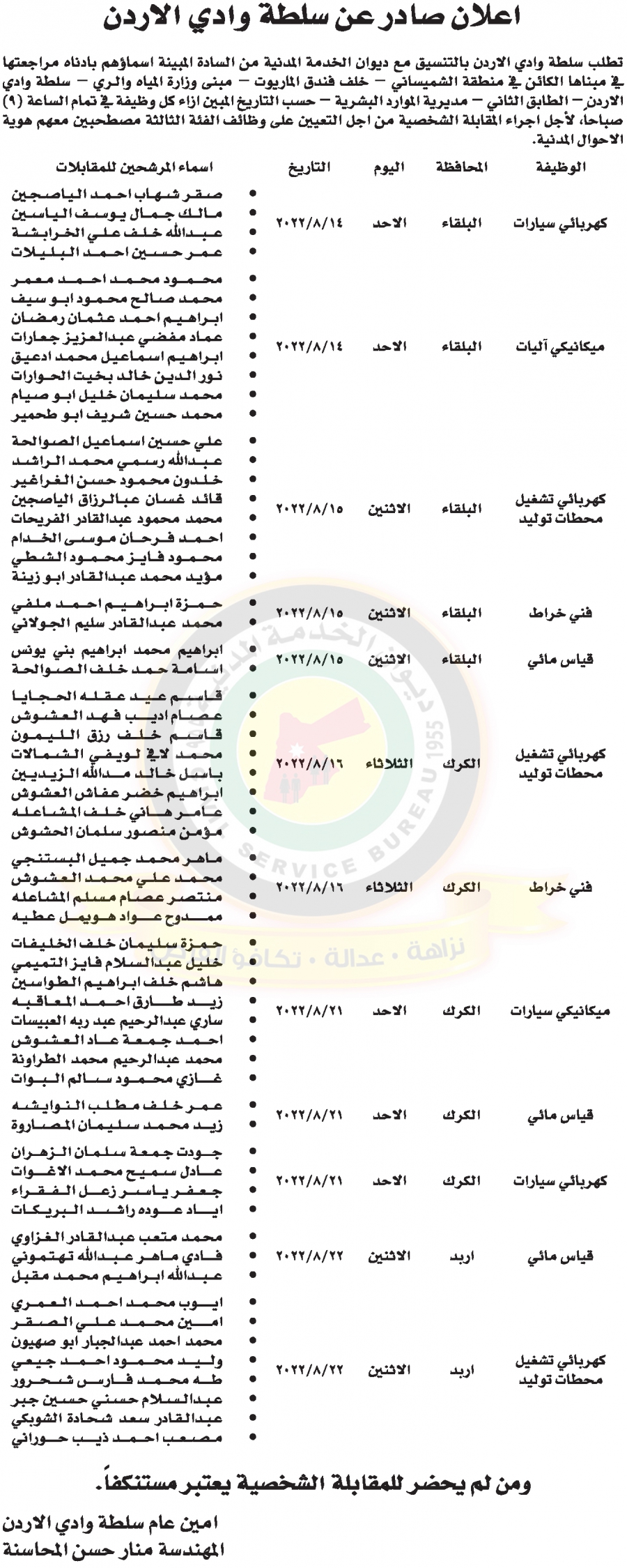 وظائف شاغرة ومدعوون للتعيين - أسماء