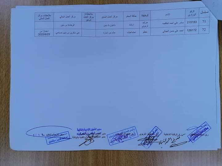 التربية تجري تنقلات داخلية للمعلمين في المحافظات -اسماء