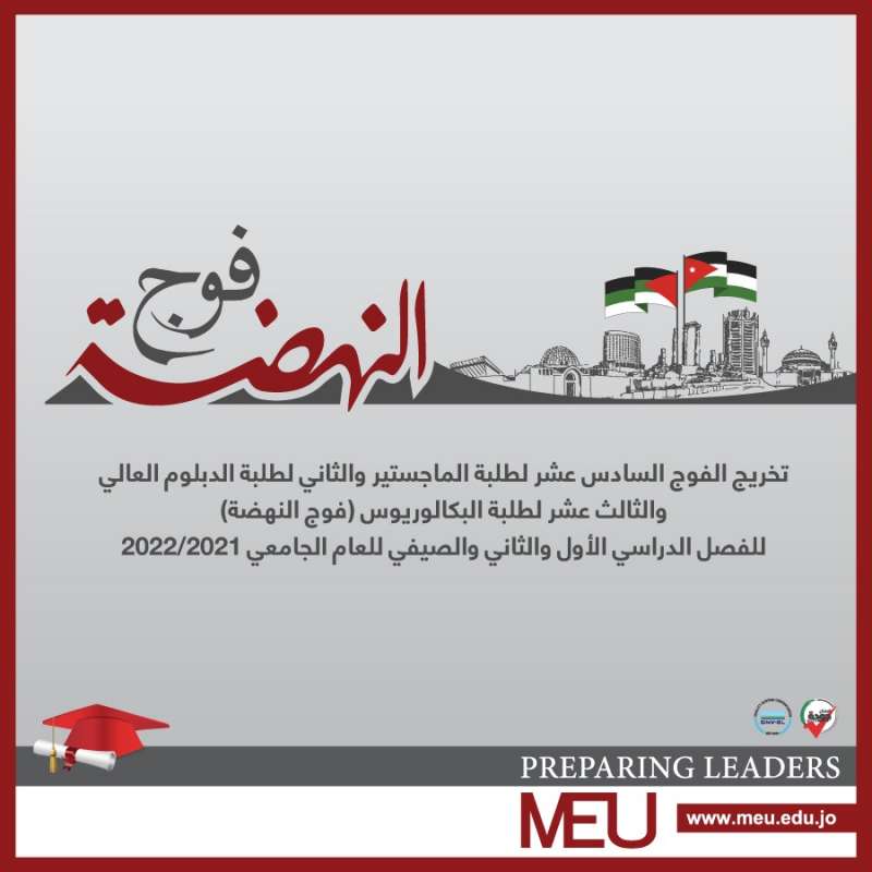 “الشرق الأوسط ” تعلن عن مواعيد حفل تخريج “فوج النهضة” للعام الجامعي 20222021