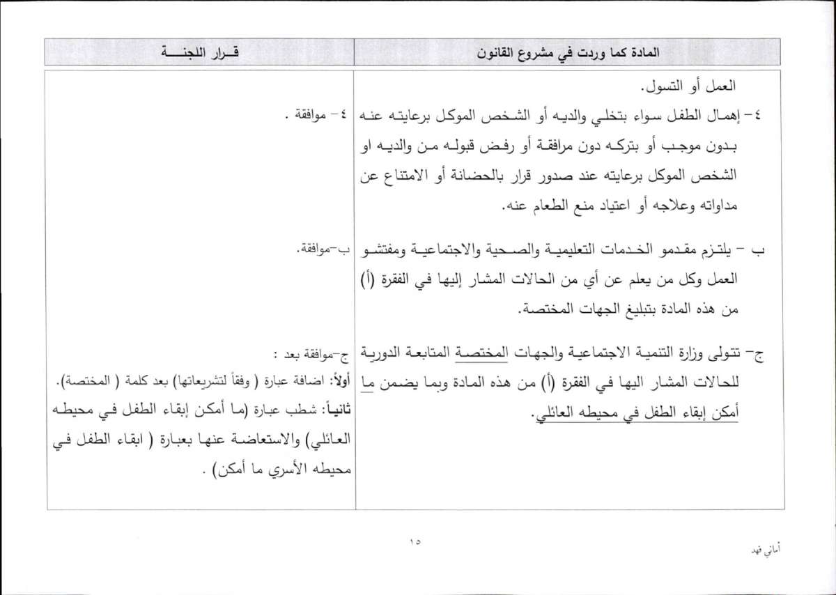 الاردن24 تنشر تعديلات اللجنة المشتركة على قانون حقوق الطفل - وثائق