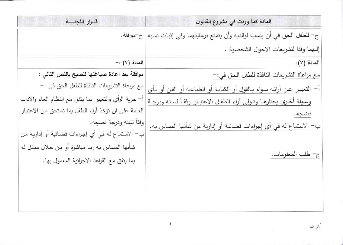 الاردن24 تنشر تعديلات اللجنة المشتركة على قانون حقوق الطفل - وثائق